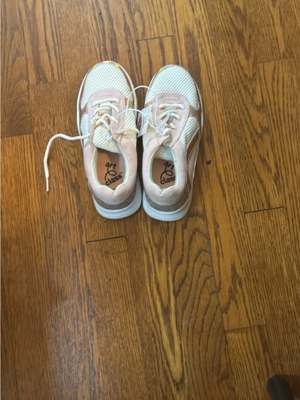 art class Pink, White & Gold Kids Lace-Up Sneakers. Brand new